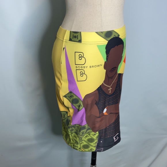 Temple And Kardy Bobby Brown Yellow Pencil Skirt Size Small - Picture 4 of 5